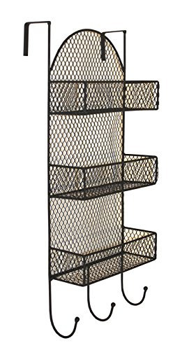 marymarygardens Over The Door 3 Tier Organizer With 3 Hooks - Black 50cm x 20cm