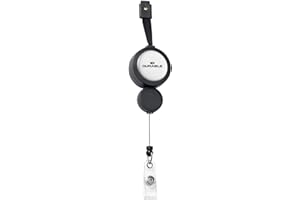 Durable Badge Reel PLUS with Black Lanyard | Pack of 10 | Ideal for Securely Holding Name Badges, Security Passes, Key Fobes, etc.