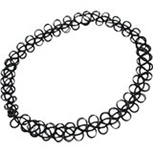 Preisvergleich Produktbild DOLDOA Stretch Gothic Tätowierung Halsband Tattoo Henna Choker Hippie Elastische Halskette (Schwarz)
