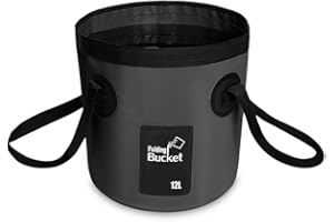 YAVO-EU Faltbarer Klappeimer Zusammenklappbarer Eimer (12L) für Outdoor-Aktivitäten, Wandern, Angeln, Reisen, Schwarz für Camping, Garten