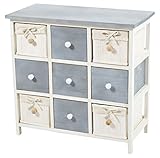 Dekoratives Holzregal mit 9 Schubfächern aus Holz und Bambuselemten