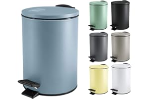 Spirella SP2285 Kosmetikeimer 3 Liter Edelstahl mit Absenkautomatik und Inneneimer Adelar Badezimmer Mülleimer Softclose Abfalleimer blau, Bleu Acier, 3 litres