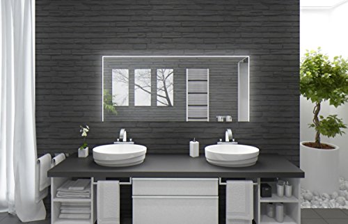 Badspiegel mit Beleuchtung Santa Rosa M220L3: Design Spiegel für Badezimmer, beleuchtet mit LED-Licht, modern – Kosmetik-Spiegel Toiletten-Spiegel Bad Spiegel Wand-Spiegel - 2