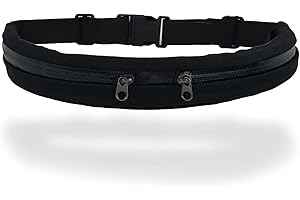 MUNSKT Pasek do biegania z regulowanym elastycznym paskiem, dwie kieszenie, duża pojemność, ultralekka, rozszerzalna, wodoodporna, do joggingu, jazdy na rowerze, wędrówek, przechowywania telefonu,