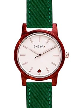 ONE OAK - Woodz Forest | Umweltverträgliche Unisex-Holzuhr | Rotes Sandelholz-Zifferblatt