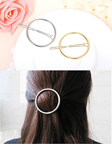 CINEEN 8 Stück Stilvoll Haarspange Metall Feder Blatt Haarklammern Dreieck Mond Geometrische Haarschmuck Kopfschmuck Haar Zubehör Gold und Silber - 3