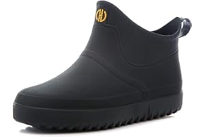 Rojeam Mens Rain Boots Waterproof Chelsea Booties Outdoor Gardening Shoes Ankle Wellies