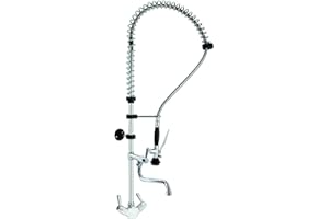 L2G - Robinet Cuisine Douchette avec Col de Cygne - Acier Inoxydable - À Poser sur Plonge - Mono-Trou ø 32 mm - Embout Mâle 1/2" - Débit 17L/min (5 bars) - H.120 cm (Flexible 1 m)