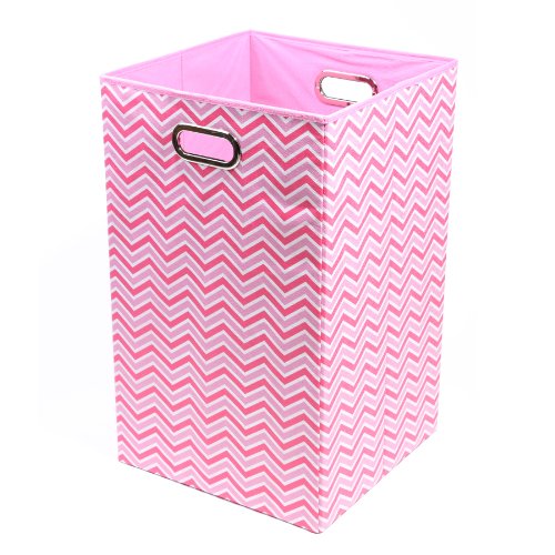 Modern Littles Folding Laundry Basket (Rose Zig Zag)