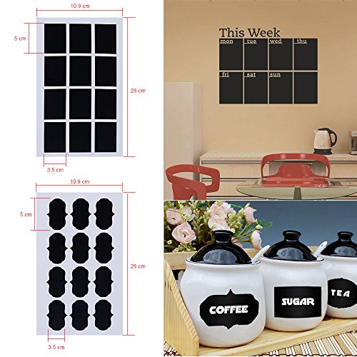 Goldge 108pc Tafel Sticker Kitchen labels Plus Kreidemarker ,Wiederverwendet Küchen Label Tafel aufkleber Zum Beschriften für Gewürzgläser Chalkboard - 2