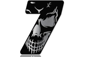 Skino Eu Numeri di partenza per auto, moto, in vinile, con teschio, nero, argento, per moto, motocross, motorsport da corsa, numero Tuning 7 N 257