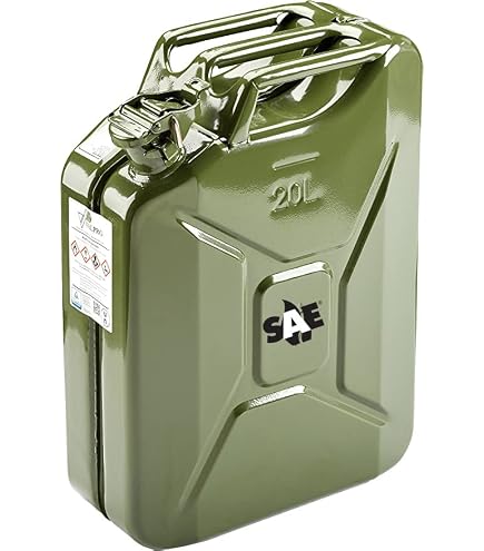 Oxid7 Tanica Carburante Metallica 20 Litri UN - Per Benzina, Diesel, Bioetanolo, Con Beccuccio, Verde Oliva, Chiusura A Baionetta