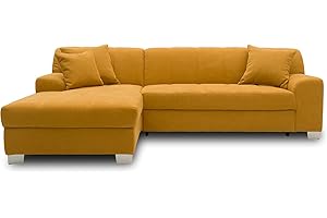 ‎DOMO. COLLECTION DOMO. collection Ecksofa Capri, Sofa in L-Form, Couch, Polsterecke, Eckcouch, Sofa-Garnitur 239 x 152 x 75 cm (BxTxH), Mango gelb
