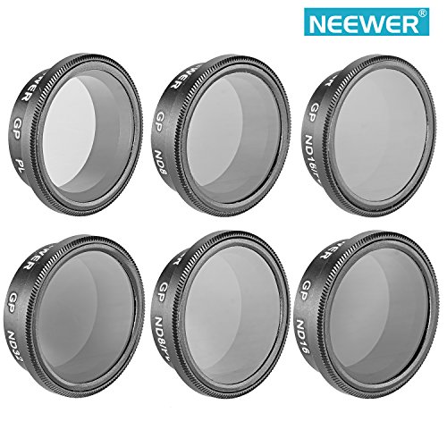 Neewer® 6 Pieces Professional Drone Filter Set with Protective Carrying Pouch for GoPro Hero 3+/4, includes: PL + ND8…