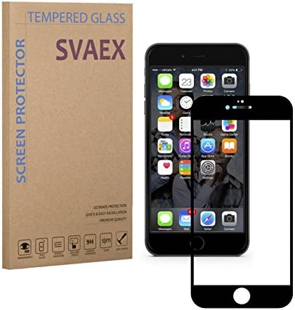 SVAEX iPhone 6 / 6S Full Cover Premium Tempered Glass Screen Protector - Black - 0.3mm - HD Transparency - Oleophobic coating - 3D Round Edges - Delicate Touch - Japanese Glass