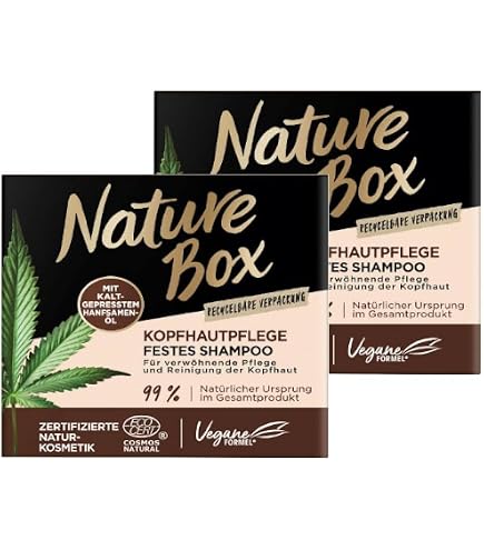 Nature Box festes Shampoo Nährpflege (85 g), festes Haarpflege-Shampoo mit Argan-Öl sorgt für intensive Pflege, recycelbare Verpackung, 2x 85 g Kosmetik