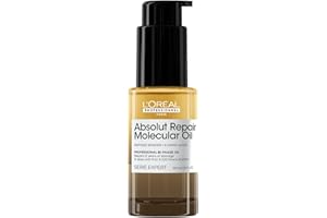 L'ORÉAL PROFESSIONNEL PARIS L'Oreal Professionnel, Olio Bifasico per Capelli, Adatto a Tutti i Tipi di Capelli Danneggiati, Azione Riparatrice, Effetto Anti Crespo, Capelli Luminosi, Absolut Repair Molecular, 30 ml