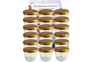 hocz 100 x Marmeladengläser 230ml - Einmachgläser Gold TO 82 - Einweckgläser mit Schraub-Deckel - Einkochgläser klein - Made in Germany