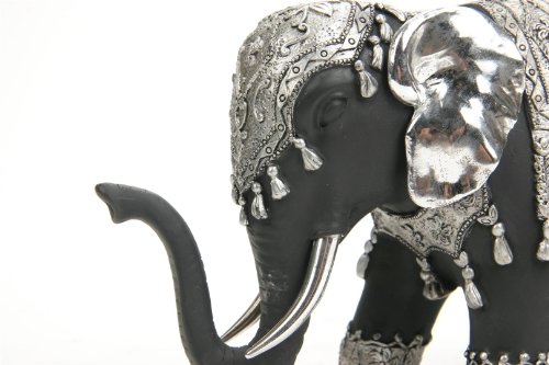 Figur „Elefant“, Farbe: Schwarz und Silberfarben, Dekorationsobjekt, Motiv: Elefant - 3