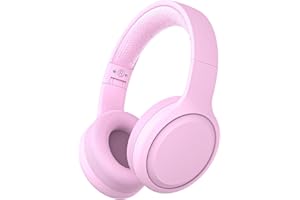 Xunpuls Cuffie Bluetooth per bambini, pieghevoli, senza fili, suono stereo con microfono, 10 ore di autonomia, Bluetooth 5.3, cuffie wireless over-ear per bambini e adulti, scuola online (rosa)