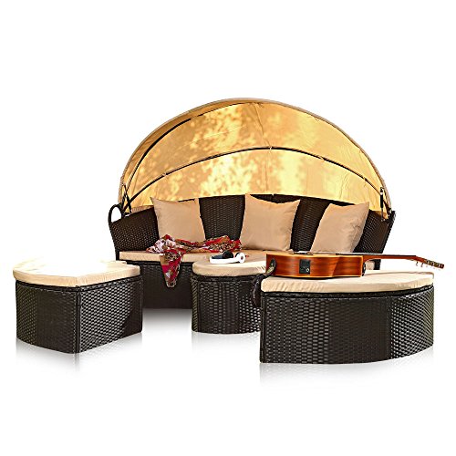 Poly Rattan Sonneninsel LOUNGE Sitzgarnitur Sonnenliege Strandkorb Gartenlounge