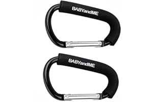 MUMDADANDBABY Strong Pram Hooks, Stroller Carabiner Clips, Shopping Bag Carriers. Universal Fit. (Supersize Pram Hook - Twin Pack)