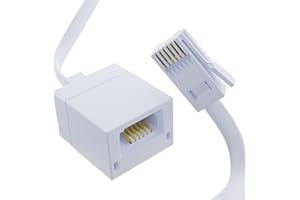 ASNQ BT Telephone Extension Cable 2m – Male to Female Phone Line Extension for Home and Office – Compatible with UK BT Phone Landline