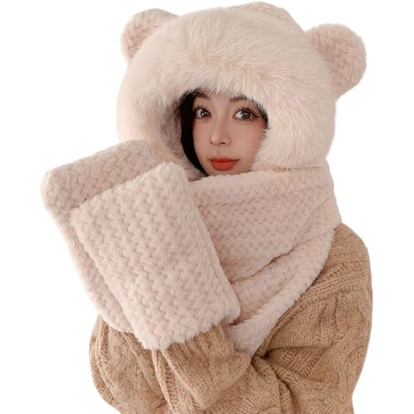 Buy CIMPEX Soft Faux Fur Hoodie Stole Hooded Scarf, Fur Shawl