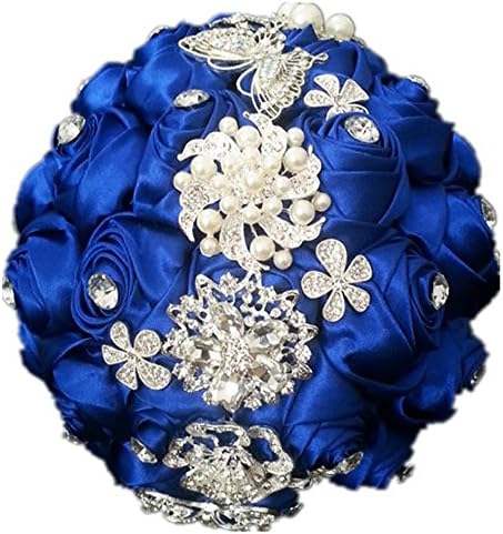 wedding bouquet pearl Rhinestone Brooch luxury charm bride holding flowers for bridal blue