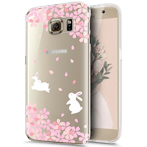 Preisvergleich Produktbild KunyFond Karikatur Muster Silikon TPU Hülle Handyhülle Crystal Clear Durchsichtig Stoßdämpfend Transparent Weichem Schutzhülle Case Cover Schale für Samsung Galaxy S6 Edge Plus (Blumen#10)