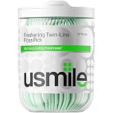 usmile Double Line Dental Floss Picks 50 Count, Fresh Mint, Gentle on Gums, Long Lasting Cleaning, Dental Floss Sticks for Da