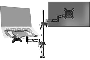 Duronic Monitor Arm Stand Laptop Desk Mount DM35L1X1 | for single 13-27 Inch LCD LED PC TV Screen and Laptop | Dual Arms | VESA 75 100 Bracket Tilt | Swivel | Rotate