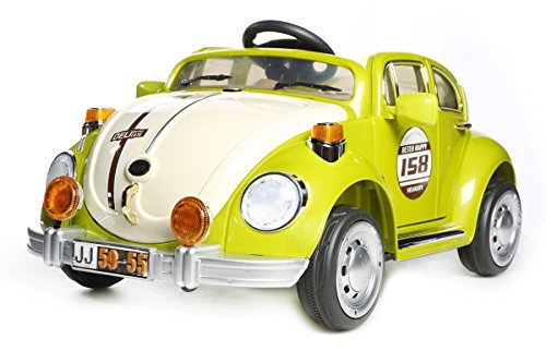 Duplay Retro Beetle Style 12v Kids Electric Ride On Car - MP3 and Parental Remote Control (Green)