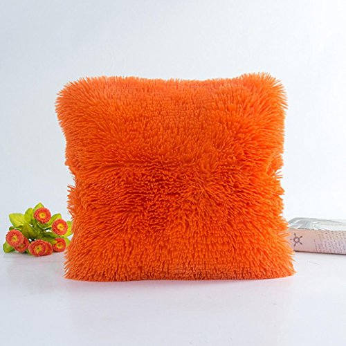 Voberry Fluffy Plush Square Pillowslip Waist Throw Pillow Case Sofa Cushion Cover Home Decor 43cm*43cm (Orange)