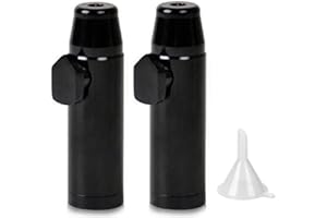 DXUANTING 2 Pack Sniff Bottle Metal Snuff Bullet Snuff Bullet Snorter Portable Spice Powder Container Snorter Snuffer Collectors With a Mini Funnel（Black） (Black)