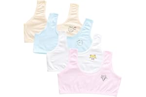 ACMEDE 8 Pieces Girls Cotton Training Bra Crop Bra Young Girls White Seamless Sports Bras Puberty Children Soft Breathable Underwear Teenage Kids Crop Vest Tops Size 8-16 Years