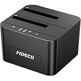 FIDECO Festplatten Dockingstation, USB3.0 SATA HDD Dockingstation für 2,5 und 3,5 Zoll SATA HDD / SSD, Dualschacht, Unterstüt