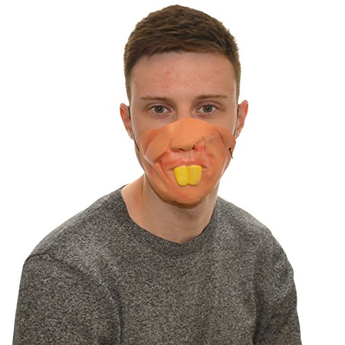 Half Face Rabbit Teeth Funny Fancy Dress Latex Mask For Kids & Adults