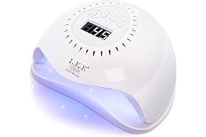 Kisspet Lampe UV Ongles Gel, 168W UV LED Séchoirs à Ongles 4 Minuteries 10/30/60/99S avec Capteur Automatique pour Toutes Les Gels, Blanc, 21*10cm-blanc