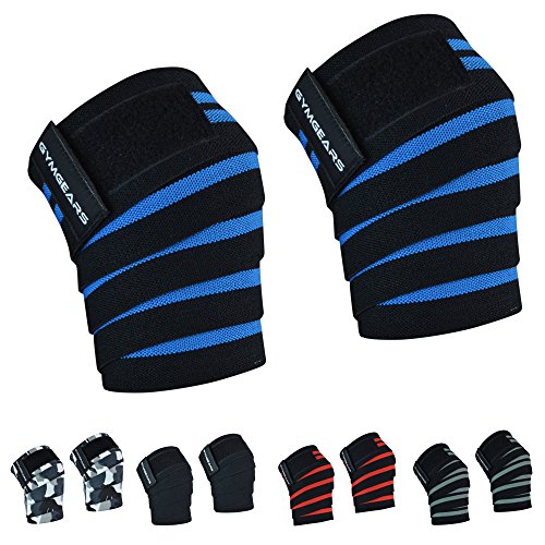 Kniebandage [2er Set mit Klettverschluss] Knee Wraps 200cm - Profi Knie Bandagen für Kraftsport, Bodybuilding, Powerlifting, CrossFit & Fitness - Für Frauen & Männer geeignet - EINFÜHRUNGSPREIS