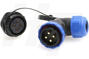 HANGTON CONNECT HangTon HE29 4-poliger rechtwinkliger Stecker, AC 380 V/45 A, Kunststoff, wasserdicht, rund, für den Außenbereich, industrielle Steckdose