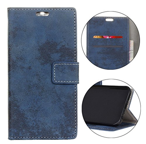 Funda Para Alcatel A7  Sunrive Funda Protecci  n Carcasa Cuero Resistente Cierre Magn  tico carcasa en folio  soporte plegable ranuras para tarjetas  retro azul    1 x L  piz   ptico