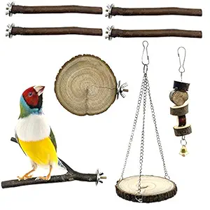 EBaokuup 8 PCS Bird Parrot Perch Stand Set - Parakeet Bird Parrot Natural Wood Fork Perch Rod Stand for Pet Budgies Cockatiels Conure Lovebirds