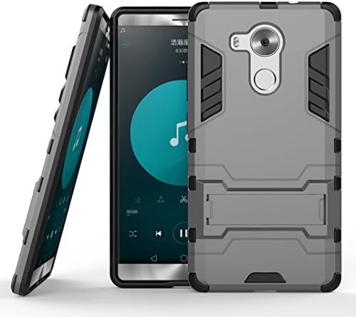 OuDu Huawei Mate 8 Case, Armour Bodyguard Case for Huawei Mate 8 TPU Silicone Rubber Frame Matte Hard Back Cover Hybrid Dual Layer Shell Logo Cut-out Bumper Heavy Duty Holster Flexible Lightweight Sleeve Durable Protective Skin Anti-slip Anti-shock Anti-scratch Cover Stand Function Case - Gray