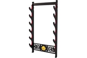 FOXSMZZ Porta spada Katana staffa da parete Samurai Spada Telaio Display Frame Red Velluto China Drago Style (6 strati)