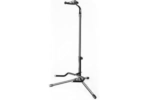 LINRAX FS2 Soporte de Guitarra con Soporte para Mástil, Soporte de Suelo Plegable, Altura Ajustable, Stand Universal para Guitarra Acústica Clásica Eléctrica Bajo Banjo, Soporte Guitarra Trípode