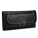 Carteras de Cuero Genuino Monedero para Mujeres RFID Bloqueo Cera de Lujo Piel G