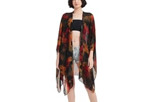 CUTESWAN Women's Beach Long Swimwear Cover Up Swiss Dot Chiffon Kimono Cardigan Swimsuit