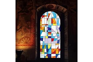 SIUNWDIY Fenster Filmkirche Färbte Frostige Fensterfilm Dekorative Buntglas-Aufkleber Selbstklebende Oder Statisches Kleber,Translucent,30x60cm