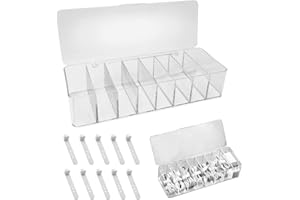 XZMCAT Boîte Rangement Câbles,Transparent Boîte câbles Rangement,Boîtes Gestion Câbles Plastique Transparent, avec Couvercle et 10 Serre - Câbles pour Tri des Câbles,Bureau,Maison(8 Compartiments)